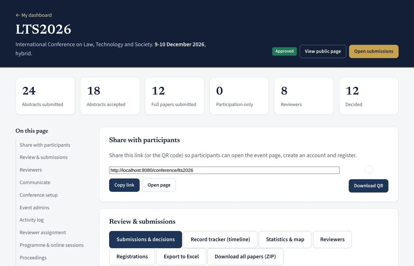 The organiser's desk: Every number that matters, and every tool one click away.